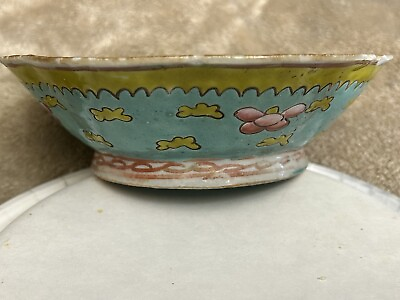 #ad #ad Antique Chinese Famille Rose Turquoise Bowl Footed Late 19th Century $45.00