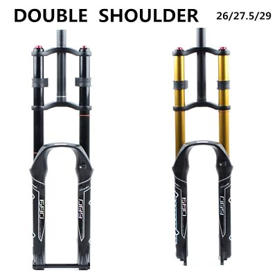 #ad Downhill Mountain Bike Suspension Air Fork Double Shoulder Air Oil Lock MTB Fork $251.16