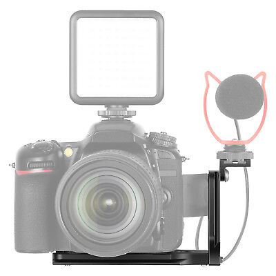 #ad Neewer L Shape Bracket with Cold Shoe Mount Vertical QR Plate Universal $18.19
