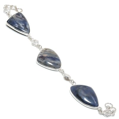 #ad Sodalite Gemstone 925 Sterling Silver Jewelry Bracelet 7 8quot; $7.83