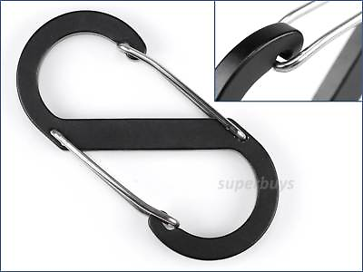 #ad Large Black S Carabiner Hook Snap Clip Ring Clasp Buckle Bag Key chain Keyring AU $12.95