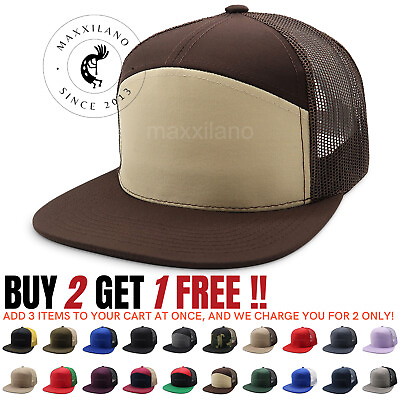 #ad Snapback Hat Cotton Mesh Solid Flat Bill Casual Style Baseball Cap Trucker Visor $12.85
