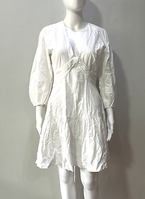#ad DEREK LAM CROSBY QUARTER SLEEVED PLEATED DRESS WHITE SIZE 4 $38.50