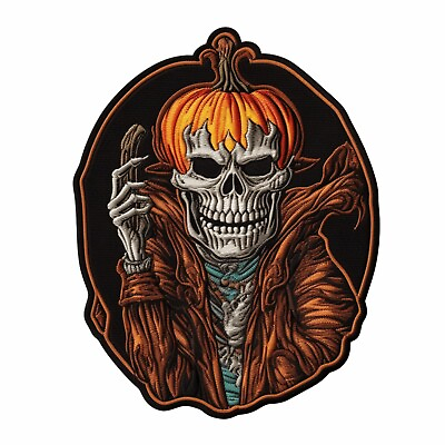 #ad Halloween Patch Iron on Applique Costume Pumpkin Skeleton Scary Decorative $8.87