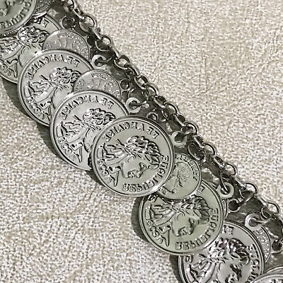 #ad VCLM republic francaise France charm silver coin bracelet jewelry $14.50