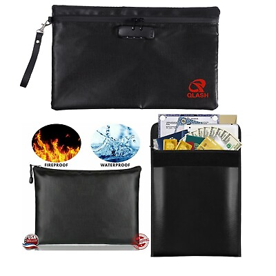 #ad Fireproof Water Resistant Money Bag Upgrade Envelope Document File Pouch Case US $10.47