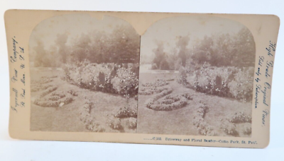 #ad Driveway and Floral Border Como Park St. Paul Stereoscope Stereoview Card Photo $29.75