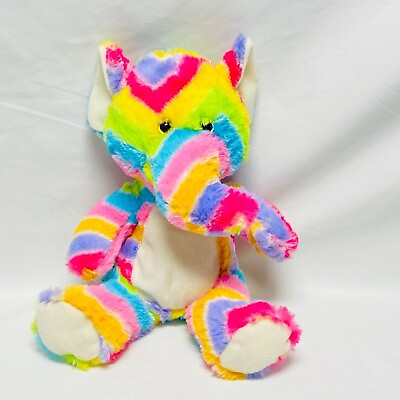 #ad Elephant Soft Cuddly Plush Toy in Rainbow Colors by World Plush $14.99