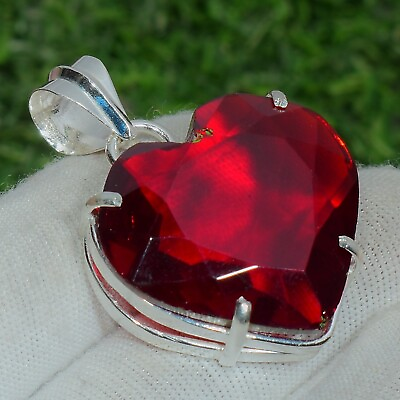 #ad Mozambique Garnet Gemstone 925 Sterling Silver Jewelry Handmade Heart Pendant $11.99