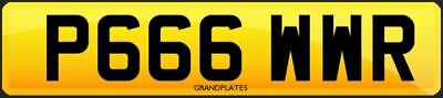 #ad POWER NUMBER PLATE P666 WWR SPEED RAPID DRAG RACER STRONG MAN IRISH SURNAME REG GBP 499.00