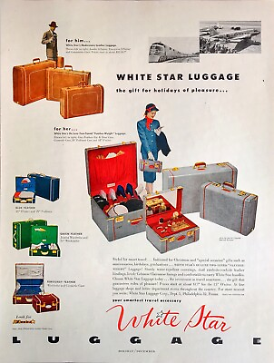 #ad 1951 White Star Luggage Deluxe Two Toned Feather Weight Vintage Print Ad $11.99