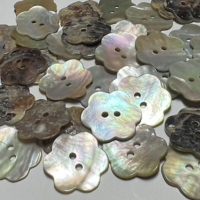 #ad FLOWER Shape Real Mother Of Pearl Shell Rainbow Iridescent Button MOP 5 sizes 2h $6.99