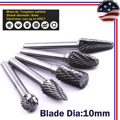 #ad 5Pcs 1 4quot; Shank Double Cut Tungsten Carbide Burs for Efficient Material Removal $22.79