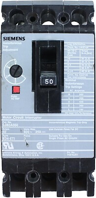 #ad Siemens ED63A050 Type ED6 ETI 3P 50 AMP Motor Circuit Interrupter Breaker $459.99