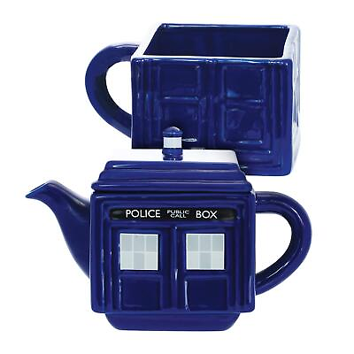 #ad Doctor Who Tea 4 One Stacking TARDIS Teapot amp; Cup Set $39.78