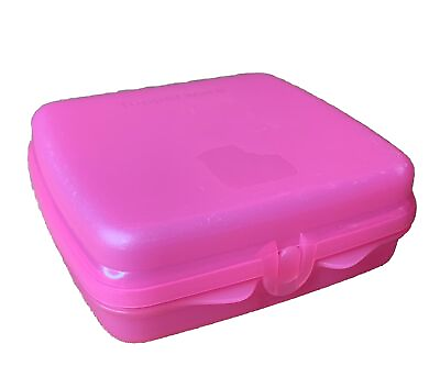 #ad Tupperware Sandwich Keeper Pink Hinged Lid Great for Crayons amp; Toys New $9.99