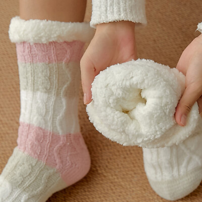 #ad 1 Pair Long Thicken Fleece Lined Socks Women Ladies Soft Warm Cozy Slipper S # $12.40