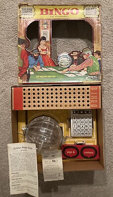 #ad Vintage Golden Nugget Bingo Game by Hasbro 1958 With Box Nice $17.99