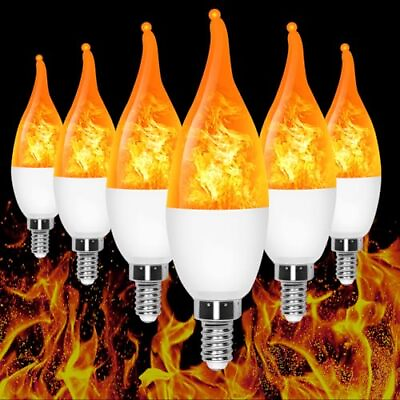 #ad 6 Pack LED Flame Light Bulb 3 Mode LED Candelabra Flame Light Bulb 1.2 Watt $26.44