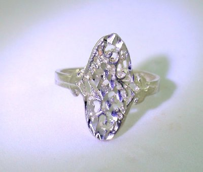 #ad Sterling Silver Filigree Diamond Cut Sterling Silver Ring Size 8.75 PSR18 92322 $21.86