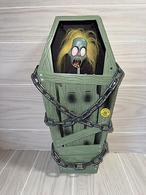 #ad Gemmy Halloween Green Casket 18 x 9” with Pop Up Screaming Zombie Works Great $35.00
