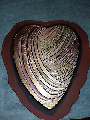 #ad Virginia Gabaldo Relief Art Heart Sculpture $157.50