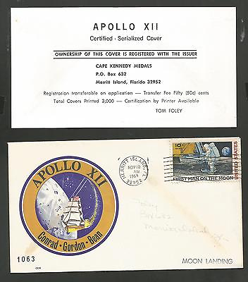 #ad #ad APOLLO XII 12 MOON LANDING CERTIFIED SERIALIZED COVER LIMIT 3000 NOV 191969 $6.00