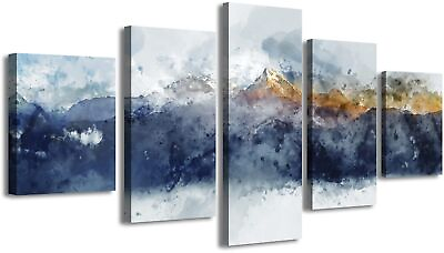 #ad Large Canvas Wall Art for Living Room Abstract Navy Blue Wall Decor 5 Piece M... $114.28