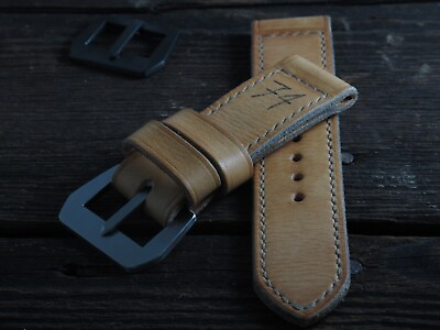 #ad Handmade quot;L74quot; natural tan leather watch strap VDB Panerai GPF 282726 2422mm $90.00