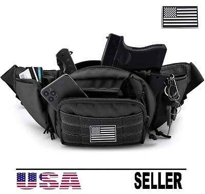 #ad Concealed Carry Gun Waist Pouch Tactical Fanny Pack Holster Flag Patch Multi.. $7.42