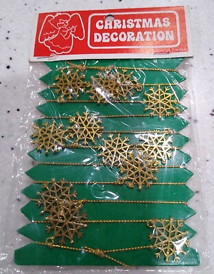 #ad Vintage Gold Snowflake Garland for Mini Christmas Trees Holiday 3 Ft $4.95