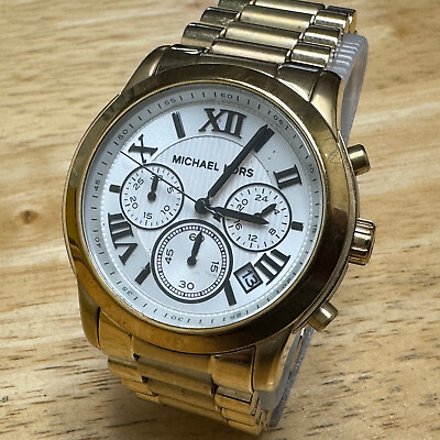 #ad Michael Kors Quartz Watch MK 5916 Women Gold Tone Chronograph Analog New Battery $37.99