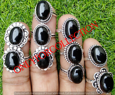 #ad New Arrive Black Onyx Gemstone 925 Sterling Silver Plated Wholesale Lot Rings $7.49
