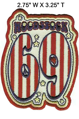 #ad WOODSTOCK 69 IRON ON EMBROIDERED PATCHES HIPPIE RETRO DECORATIVE APPLIQUE $6.50