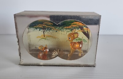 #ad Vintage Glass Deer Inside Glass Case Rare. #C3 AU $199.00