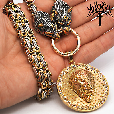#ad 20 25 28 Inch Mens Stainless Steel Viking Fenrir Iced Lion Head Pendant Necklace $22.99