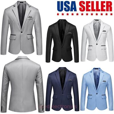 #ad Men#x27;s Tuxedo Jacket Notched Lapel One Button Suit Blazer for Dinner Wedding Prom $17.93