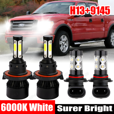 #ad For 2004 2014 Ford F 150 6000K LED Headlight Hi Lo Fog Light 4 Bulbs Combo Kit $20.12
