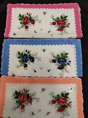 #ad 10 Ladies Handkerchiefs 100% Cotton Hankies Hanky Pocket 11.5quot; x 11.5quot; L225 $14.99
