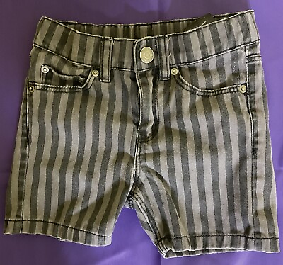#ad Hamp;M Toddler Denim Shorts W Pockets Black Gray Stripes Size 2T $5.99