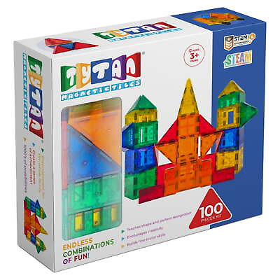 #ad Tiles Magnetic Toy Tiles 100 Pieces STEM Certified Ages Children to Adult 3 $31.63