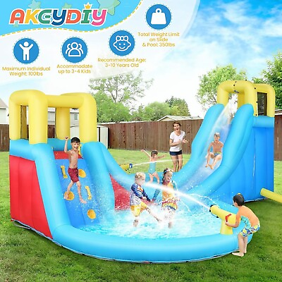 #ad Inflatable Bounce House Commercial Water Slide Backyard w Blower2 Water Cannons $358.99