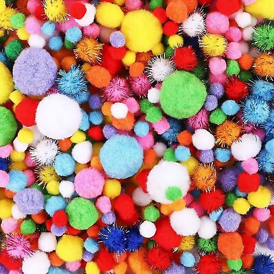 #ad 1000pcs Multicolor Pom Pom Balls Assorted Sizes amp; Colors Pompoms for Arts an... $12.34