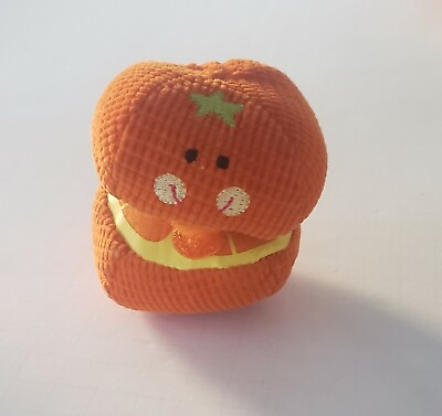 #ad Plush food Play fruit orange w inner rattle and smiling face kitchen baby toys $9.95