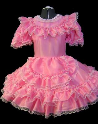 #ad Sissy Baby maid Pink satin unisex Dress cosplay Costume Tailor made $69.99