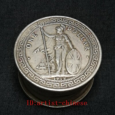 #ad Chinese Tibet Silver inlay stand person Statue coin Inkpad Box Seal Collection GBP 22.99