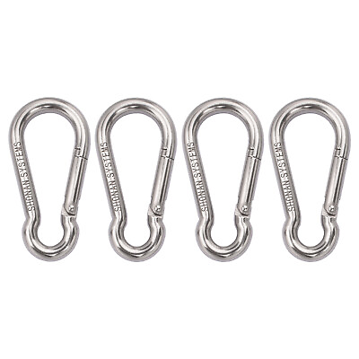 #ad 3 Inch Carabiner Clips Stainless Steel Spring Snap Hook 4 Pcs 250 Lbs $14.99