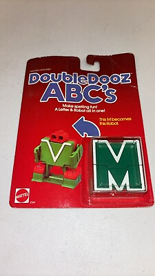 #ad 1985 Mattel Double Dooz ABC#x27;s Transforming Blocks Educational Toy Letter M Robot $8.63