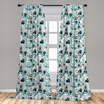 #ad Cat Lover Microfiber Curtains 2 Panel Set for Living Room Bedroom in 3 Sizes $25.99