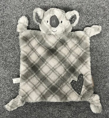 #ad Demdaco Baby Security Blanket 10quot; Plush Koala Lovey Gray White Plaid Rattle $11.99